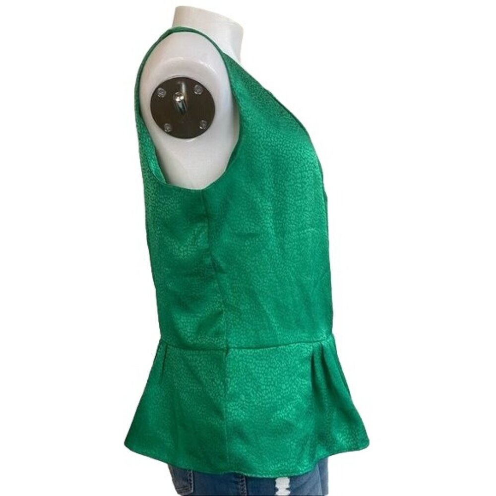 Liz Claiborne Iridescent Emerald Green Ruffled  Blouse Tank Top Size L - Picture 6 of 11